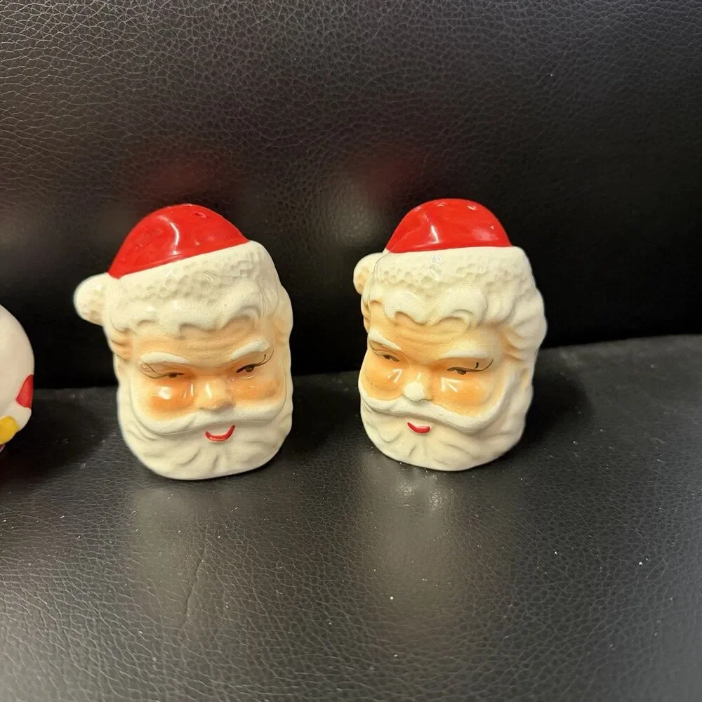Vintage Ceramic Santa Claus Salt and Pepper Shakers Japan Lot Of 2